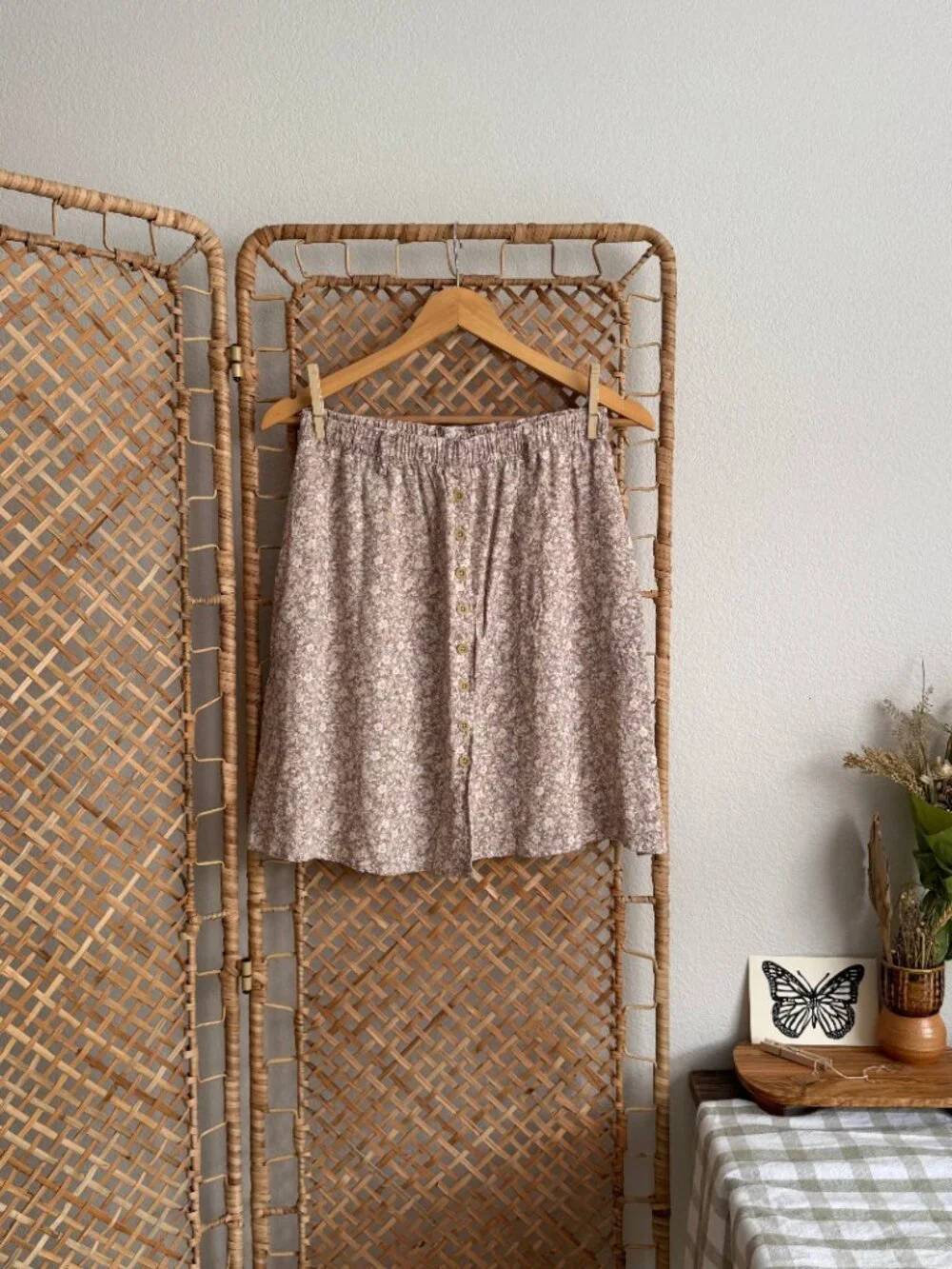 Vintage Eddie Bauer Floral Buttoned Mini/Midi Skirt - Picture 3 of 4